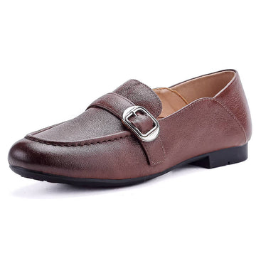 Genuine Leather Retro Pointed Toe Shallow Elegant Flat Shoes