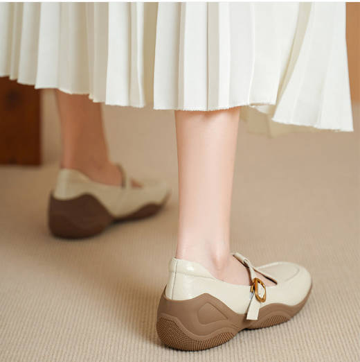Vintage T-strap Genuine Leather Round Toe Mary Jane Flats