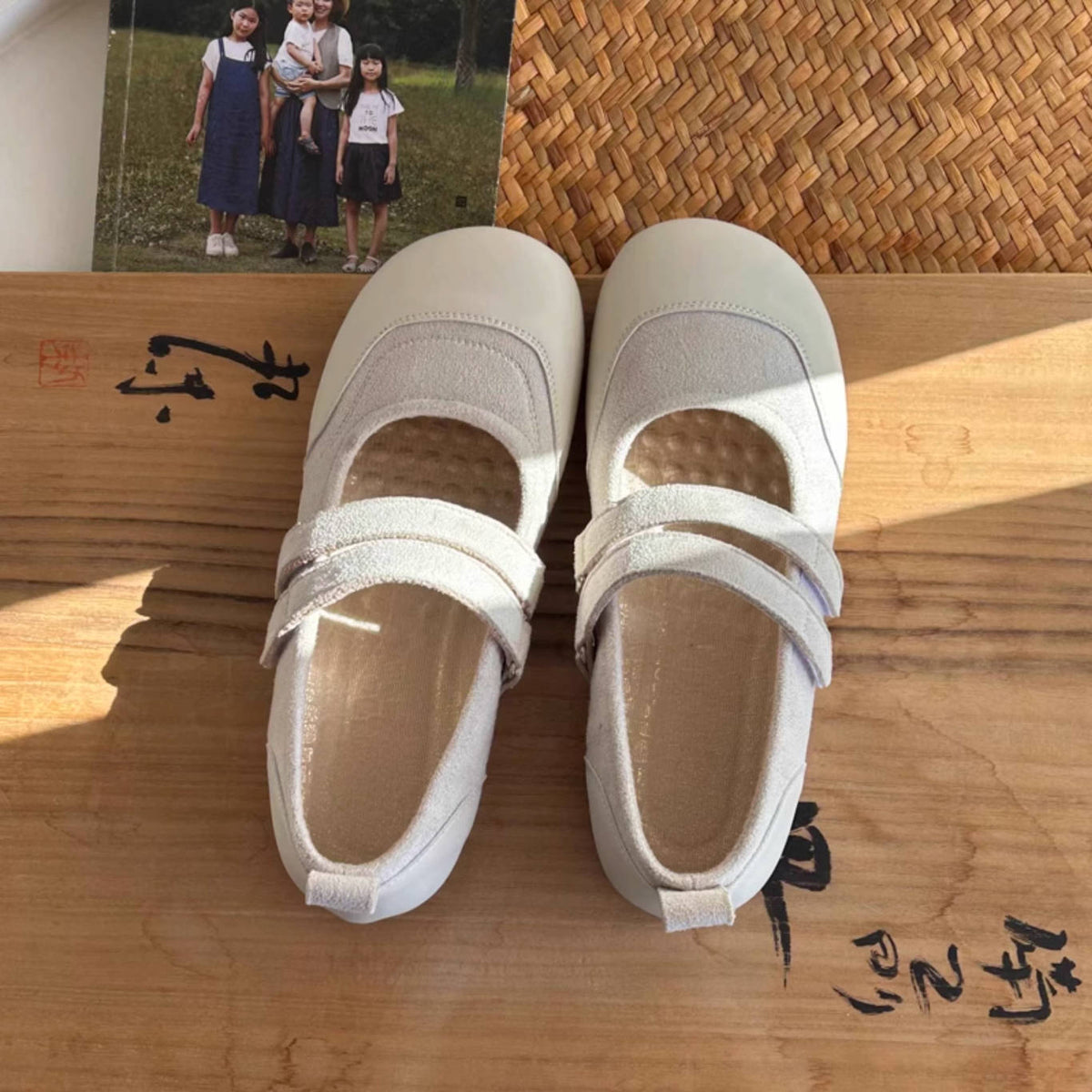 Autumn Leather Sueded Patchwork Double Straped Velcro Sandals