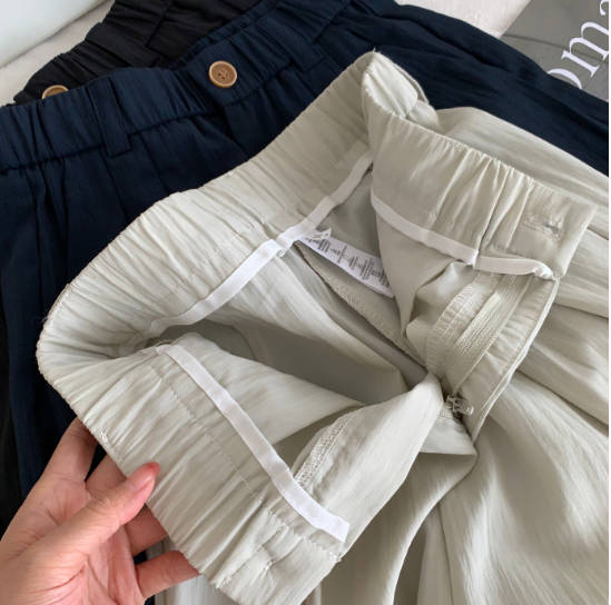 Women Casual Textured Lightweight Capris Wide Leg Pant