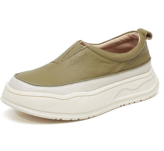 Women Vintage Genuine Leather Slip-on Sneakers Shoes