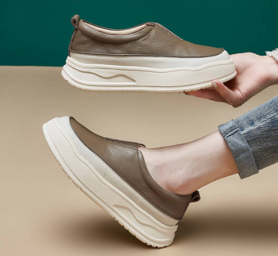 Women Vintage Genuine Leather Slip-on Sneakers Shoes