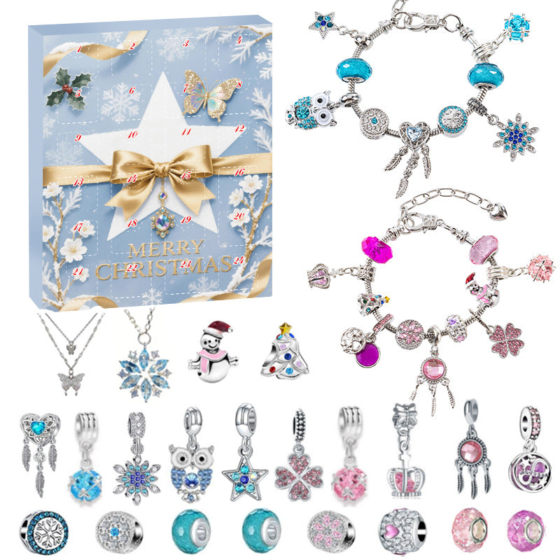 DIY Creative Children's Bracelet Silver Christmas Advent Calendar Surprise Blind Box
