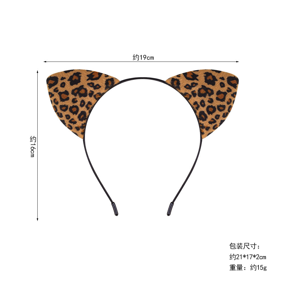 Halloween Black Cat Ears Headband With Plush Animal Ears Set