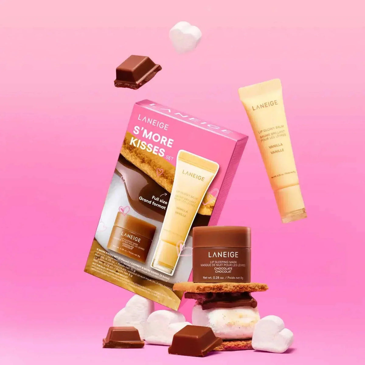 LANEIGE S'more Kisses Set Chocolate Vanilla Lip Mask Balm