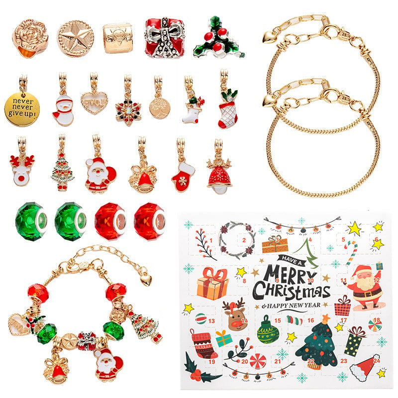 DIY Creative Children's Bracelet Silver Christmas Advent Calendar Surprise Blind Box