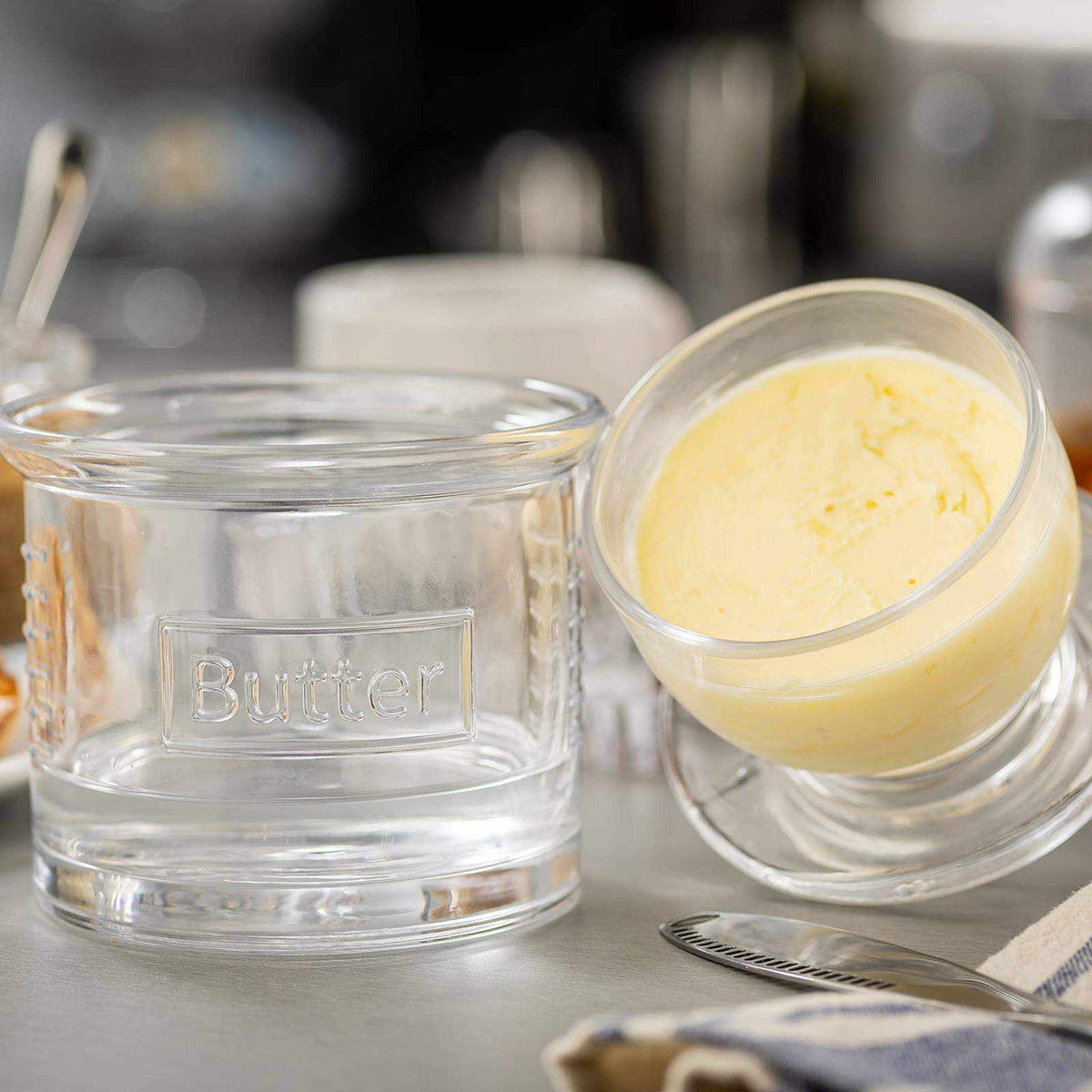 Glass French Butter Crock