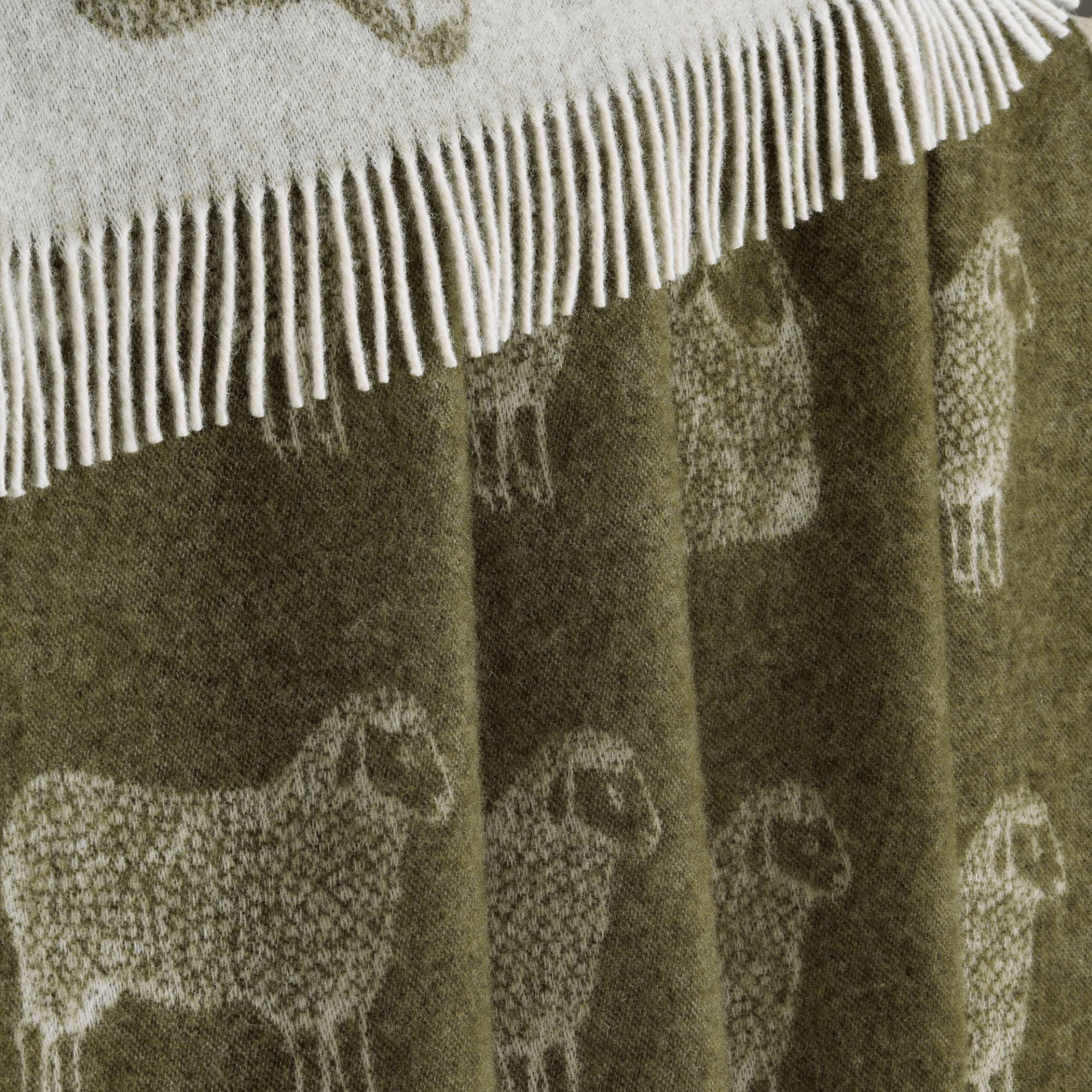 Moss Green Sheep Pure Wool Throw