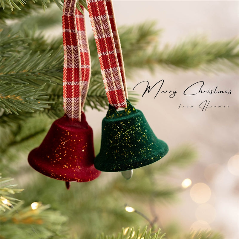Christmas Flocked Bell Set 6Pcs