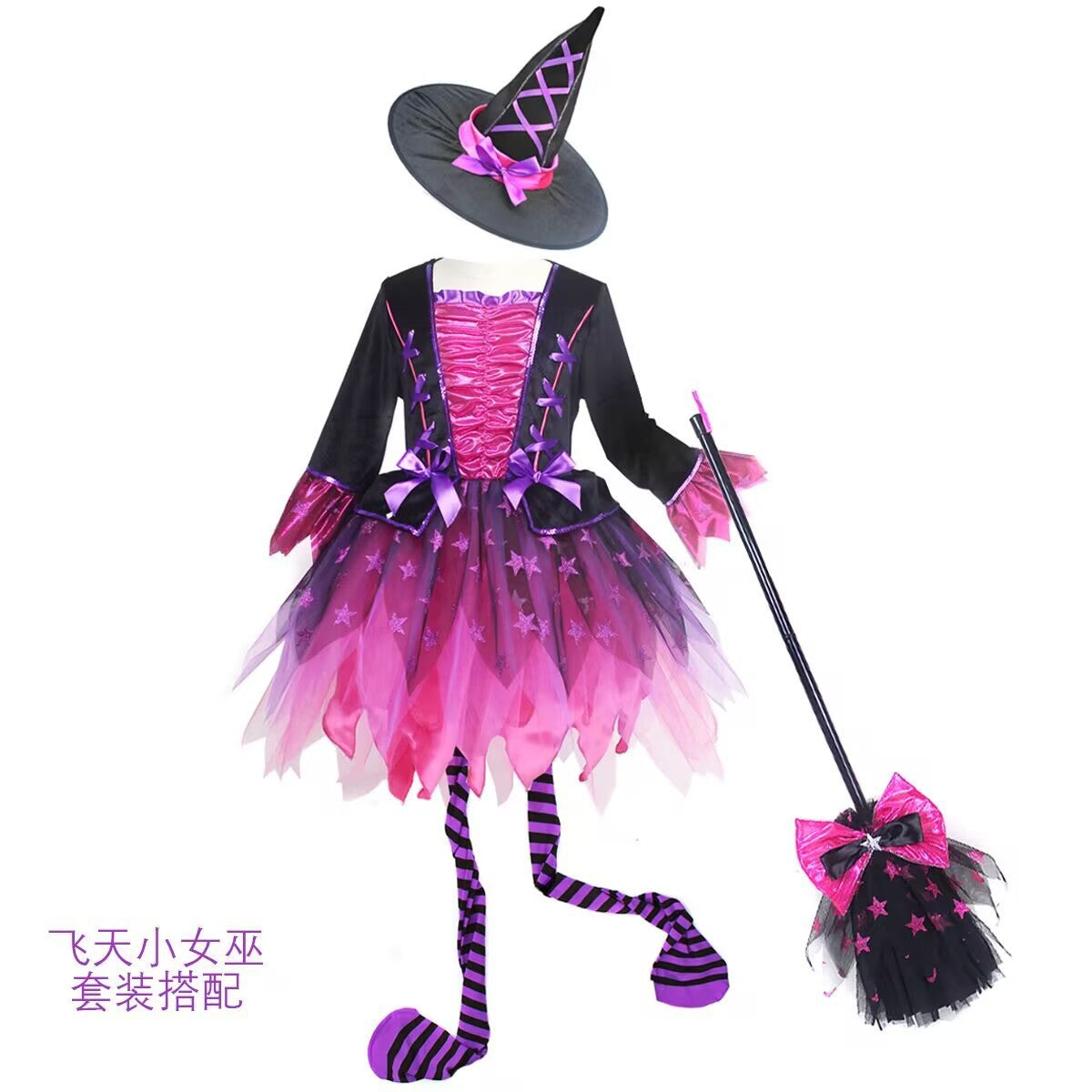 Halloween Witch Costume For Girls With Vampire Dress