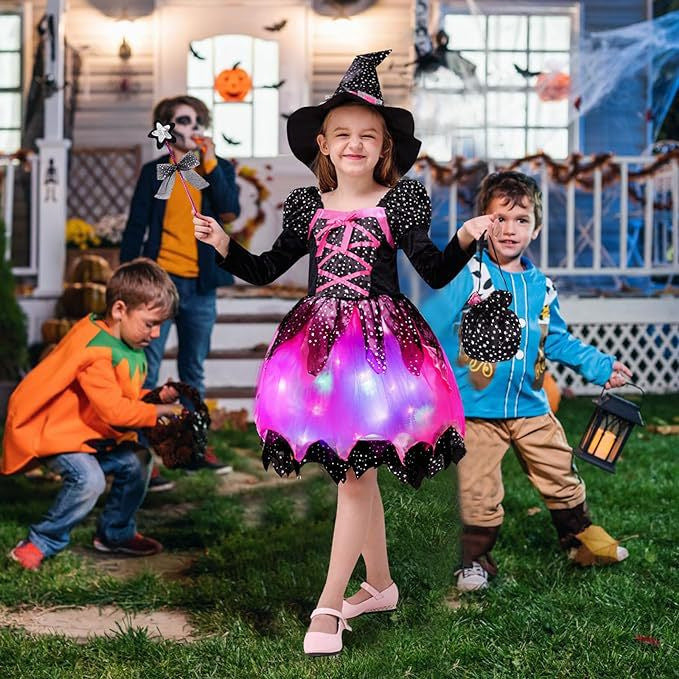 Halloween Witch Costume For Girls With Vampire Dress