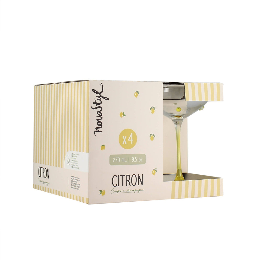 Lemon Dot Champagne Coupes, Set of 4