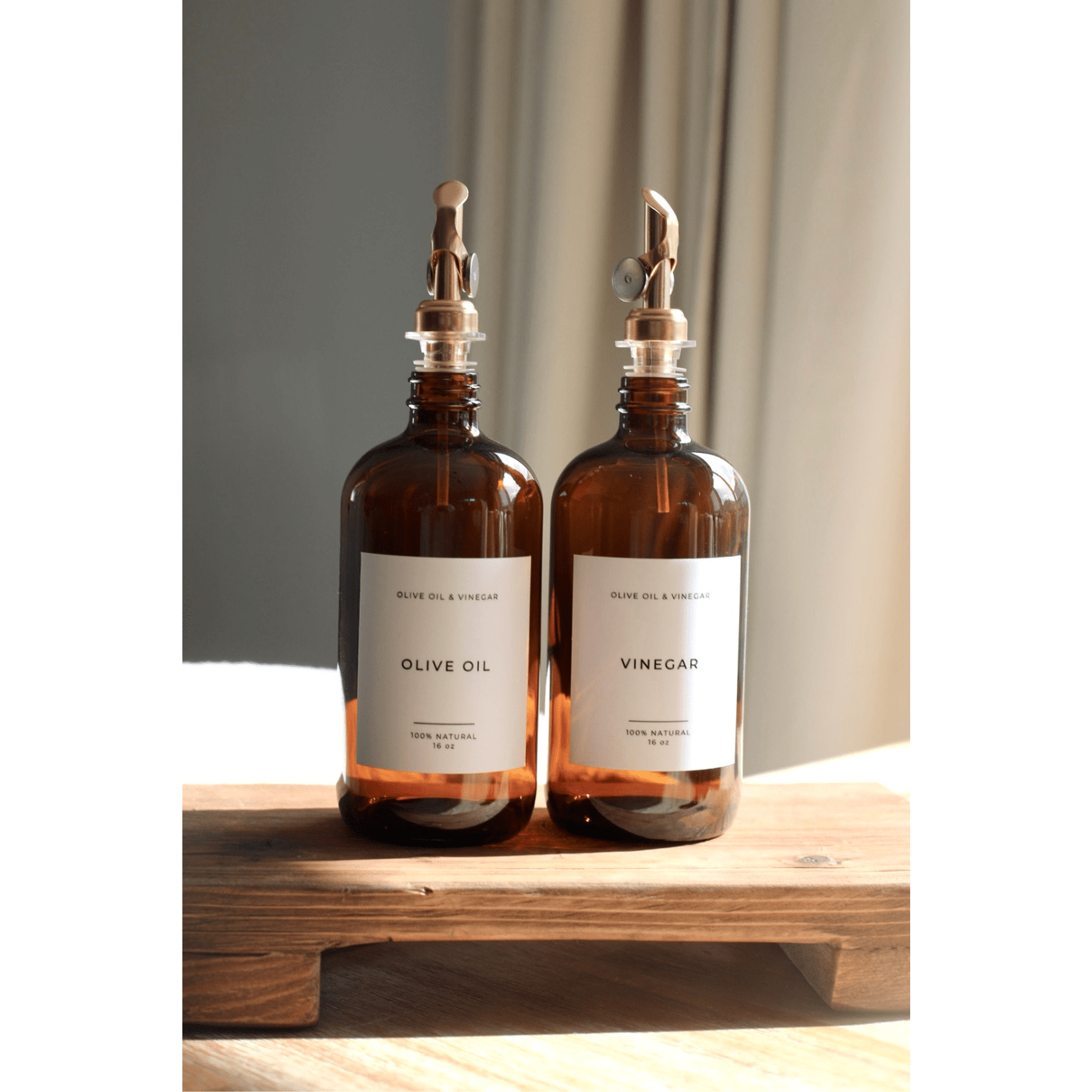 Amber Vinegar Refillable Glass Dispenser Bottle