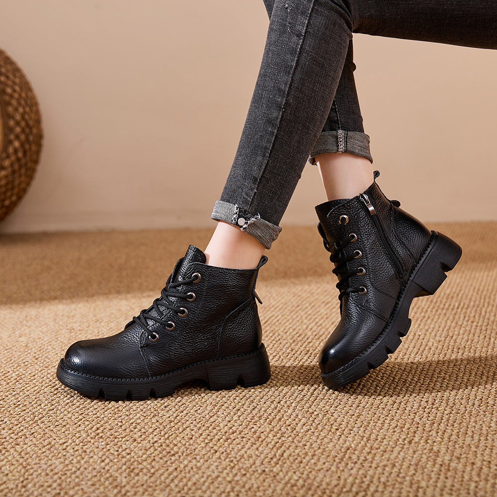 Autumn Winter Retro Platform Thick Sole Versatile Boots