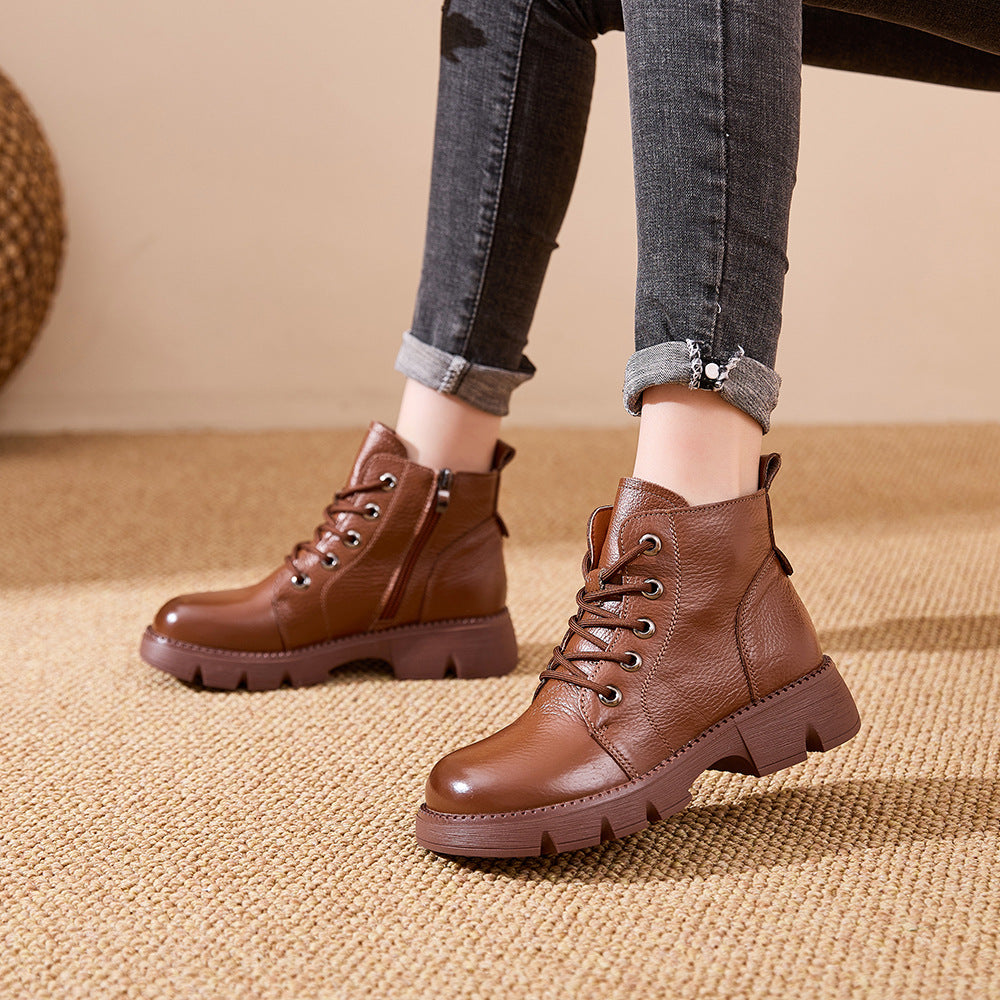 Autumn Winter Retro Platform Thick Sole Versatile Boots