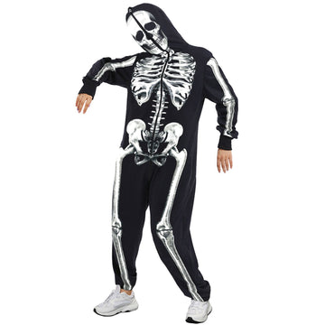 Women's Skeleton 3D Digital Print Bodysuit Halloween Cosplay Party Clubwear