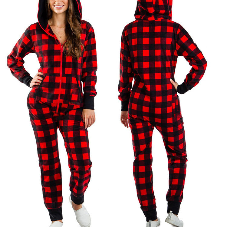 Christmas Hooded Zipper Onesie Pajamas