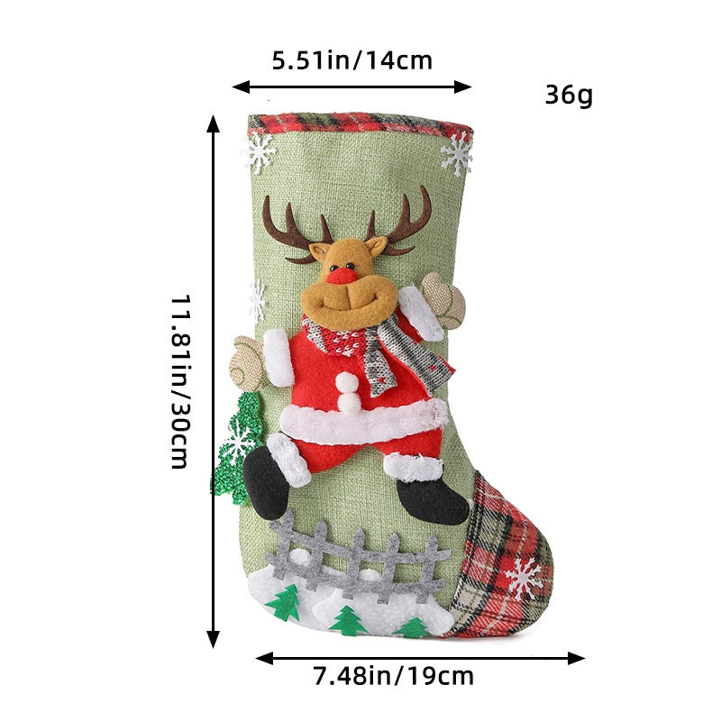 Large Linen Christmas Stocking