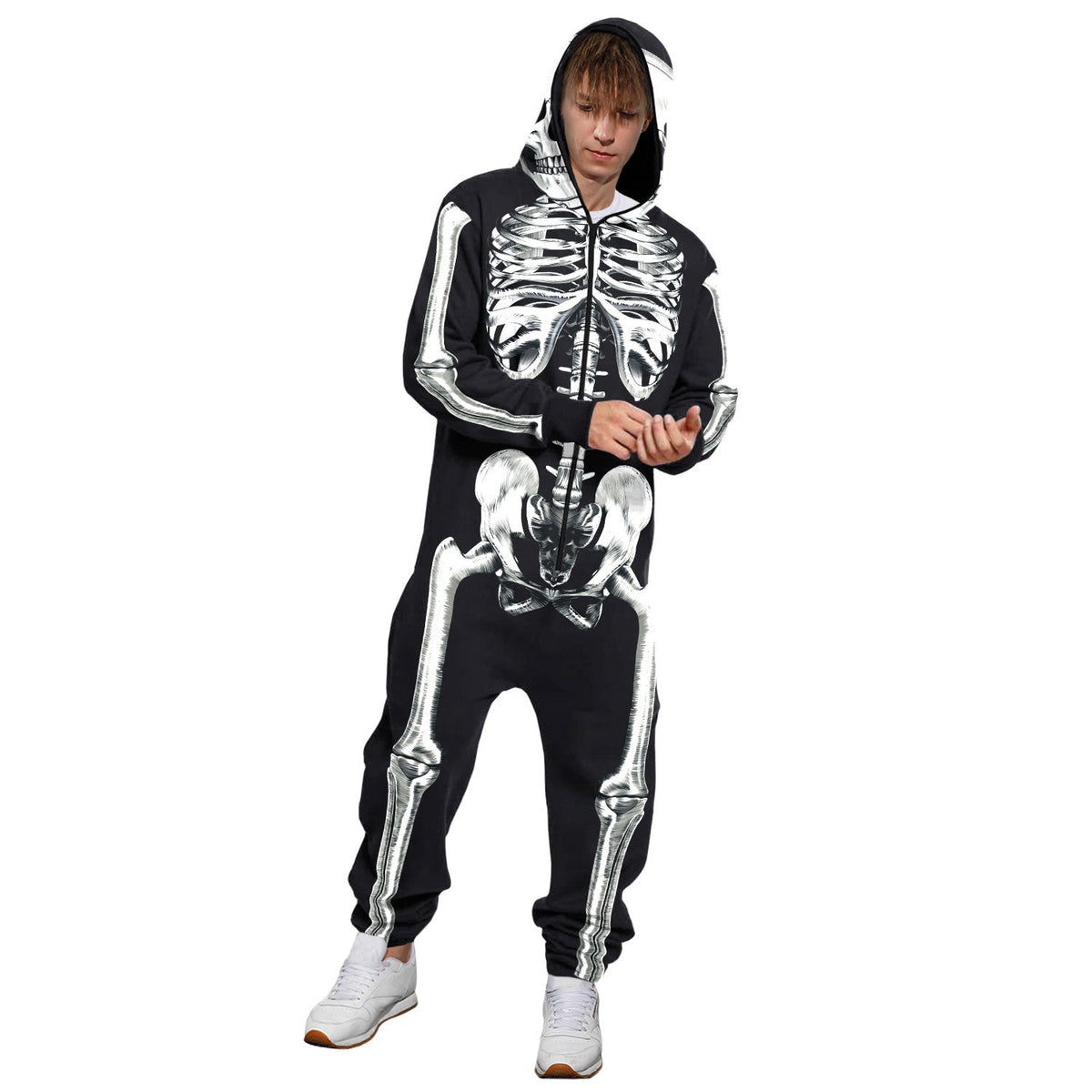 Women's Skeleton 3D Digital Print Bodysuit Halloween Cosplay Party Clubwear