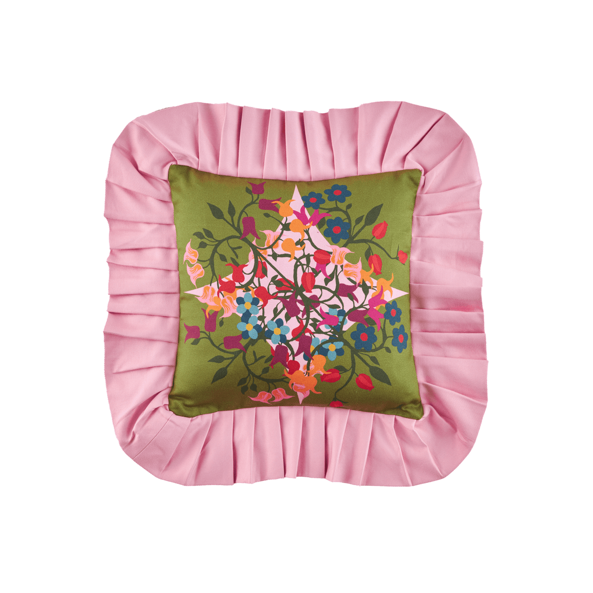 Ruffled Pillow Cover Blumen Green