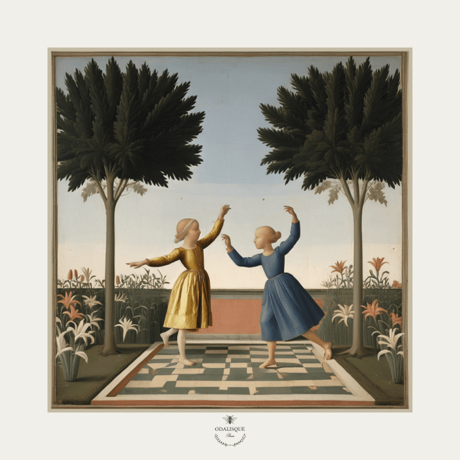 The Young Girls in the Garden Illustrtation