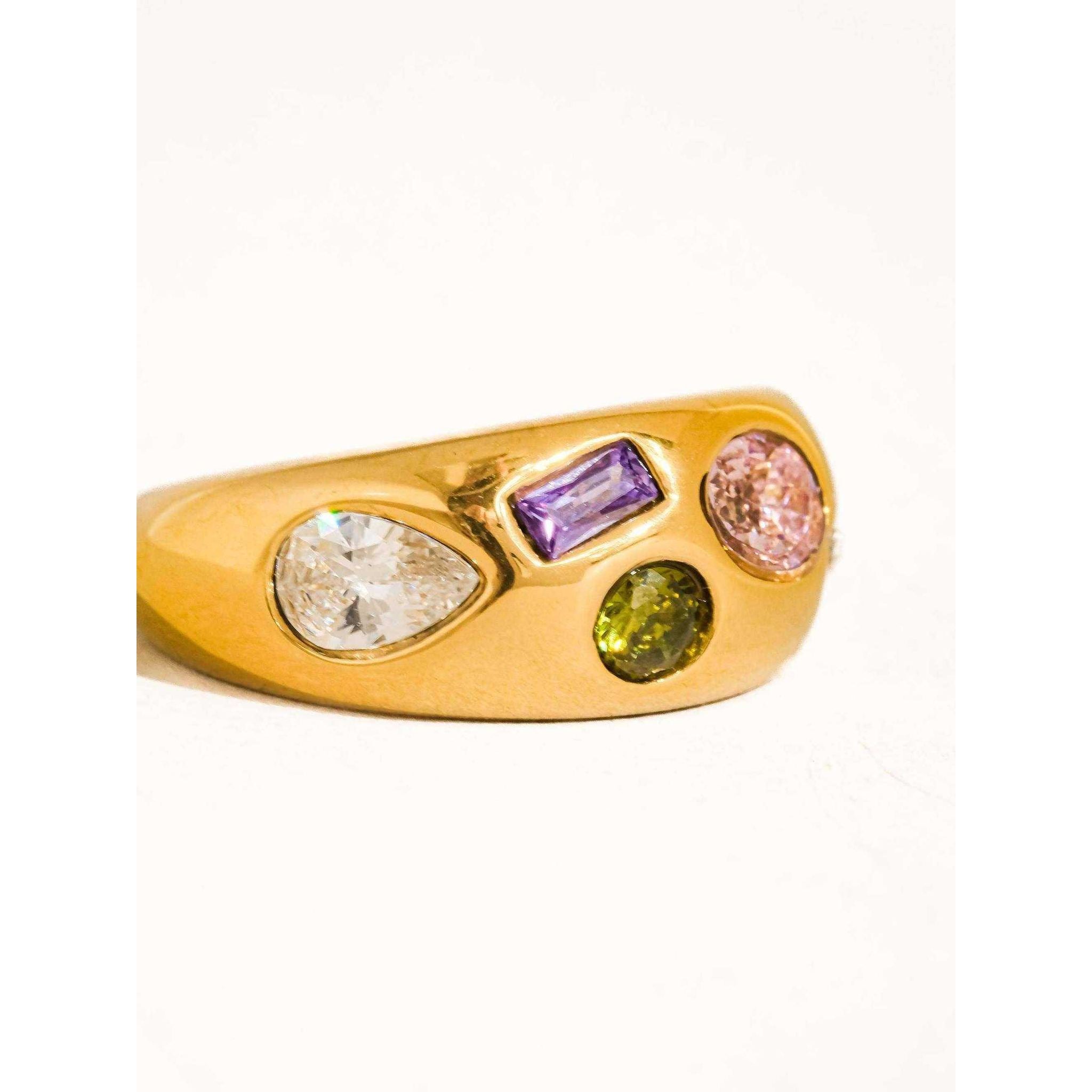 Orlume 18K Gold Non-Tarnish Colorful CZ Dome Ring