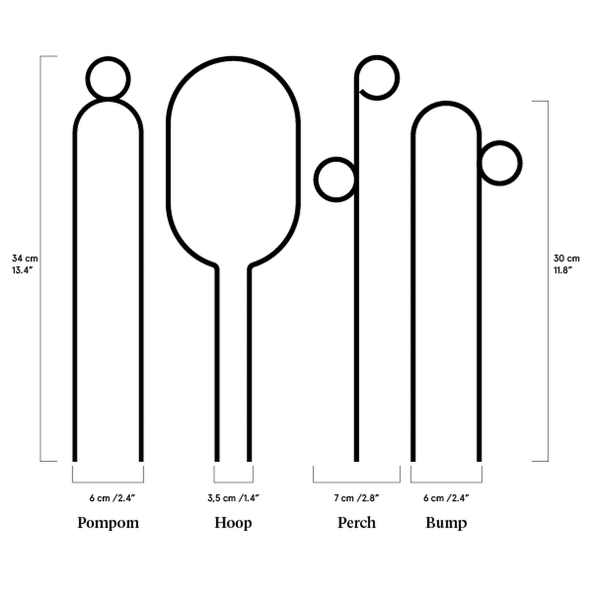 Set of 4 Mini Plant Stakes: Black