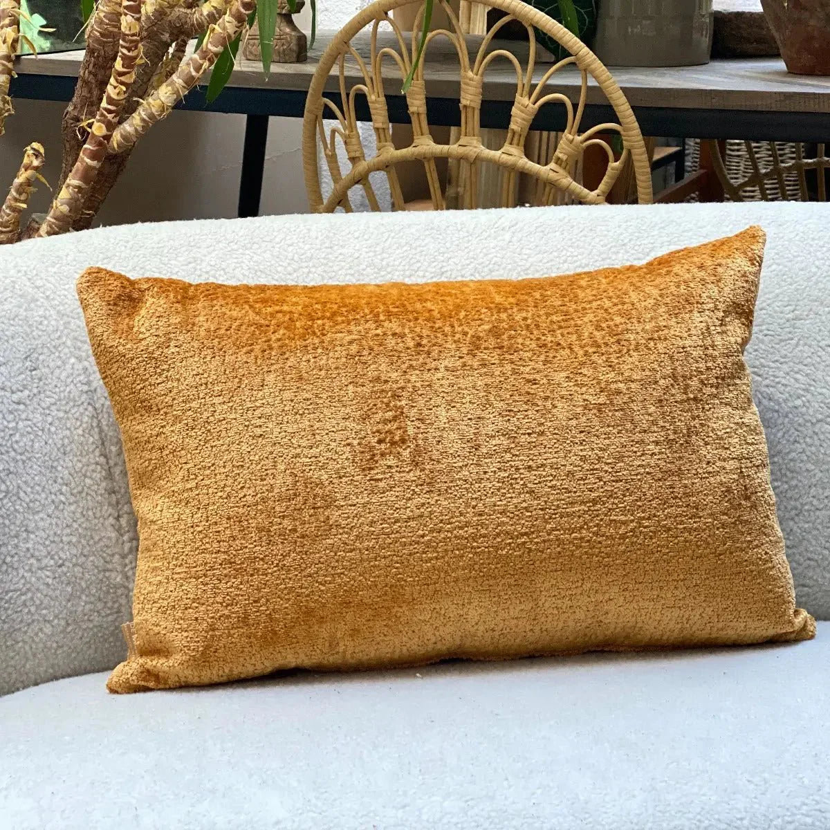 Handmade Chenille Pillow in Caramel