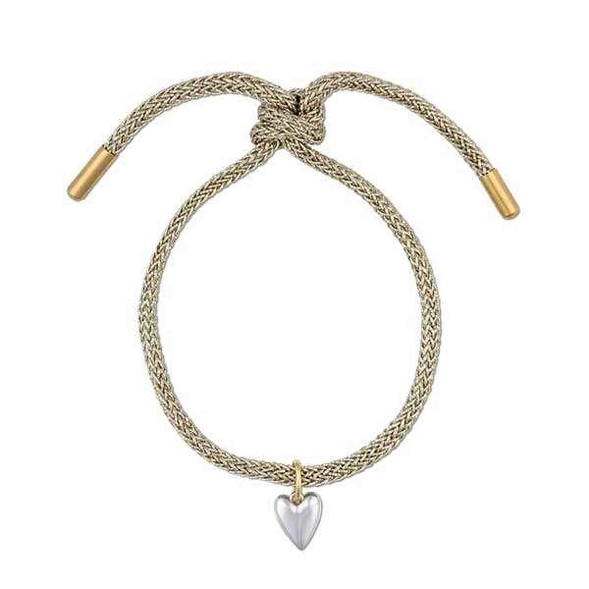 Gold Lurex Bracelet with Mini Heart: Pink