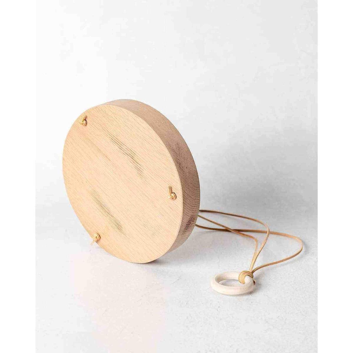 Reclaimed White Oak Round Plant Hanger with Leather Straps