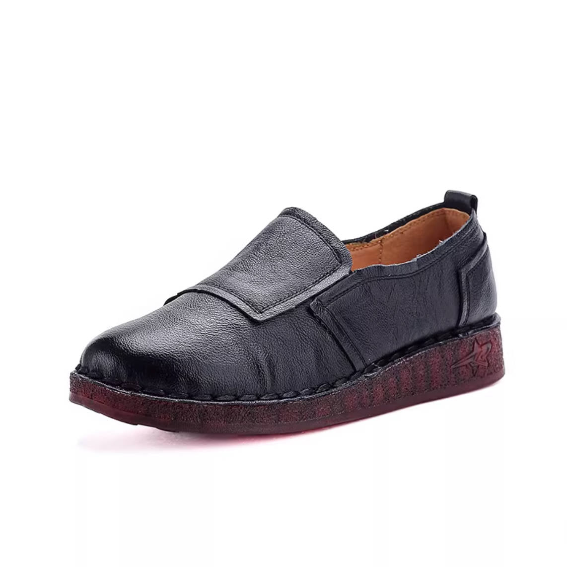 Spring Cowhide Patchwork Casual Slip-On Soft Sole Shoes