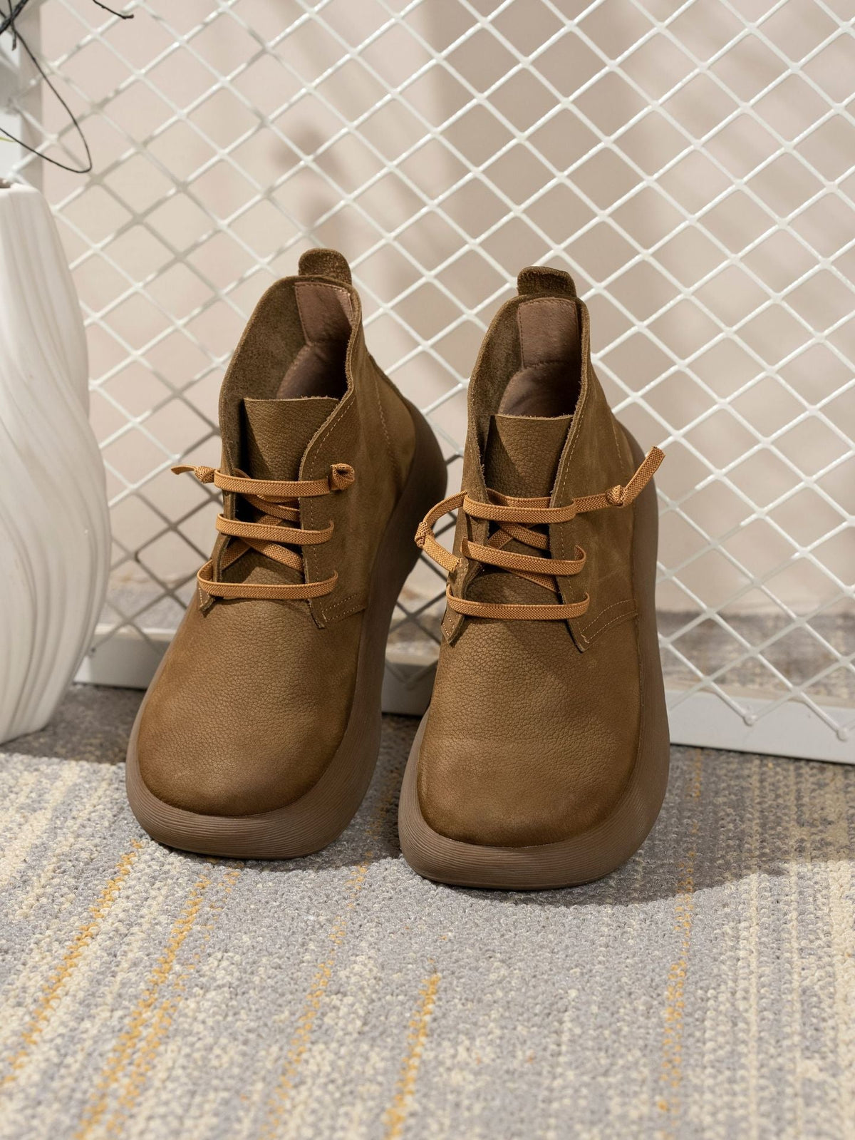 Sueded Leather Soft Sole Casual Versatile Lace-Up Ankle Boots
