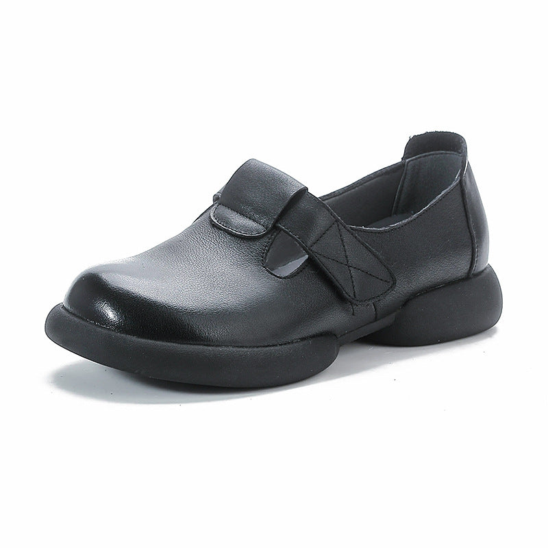 Women Spring Retro Classic Leather Soft Sole Straped Flats