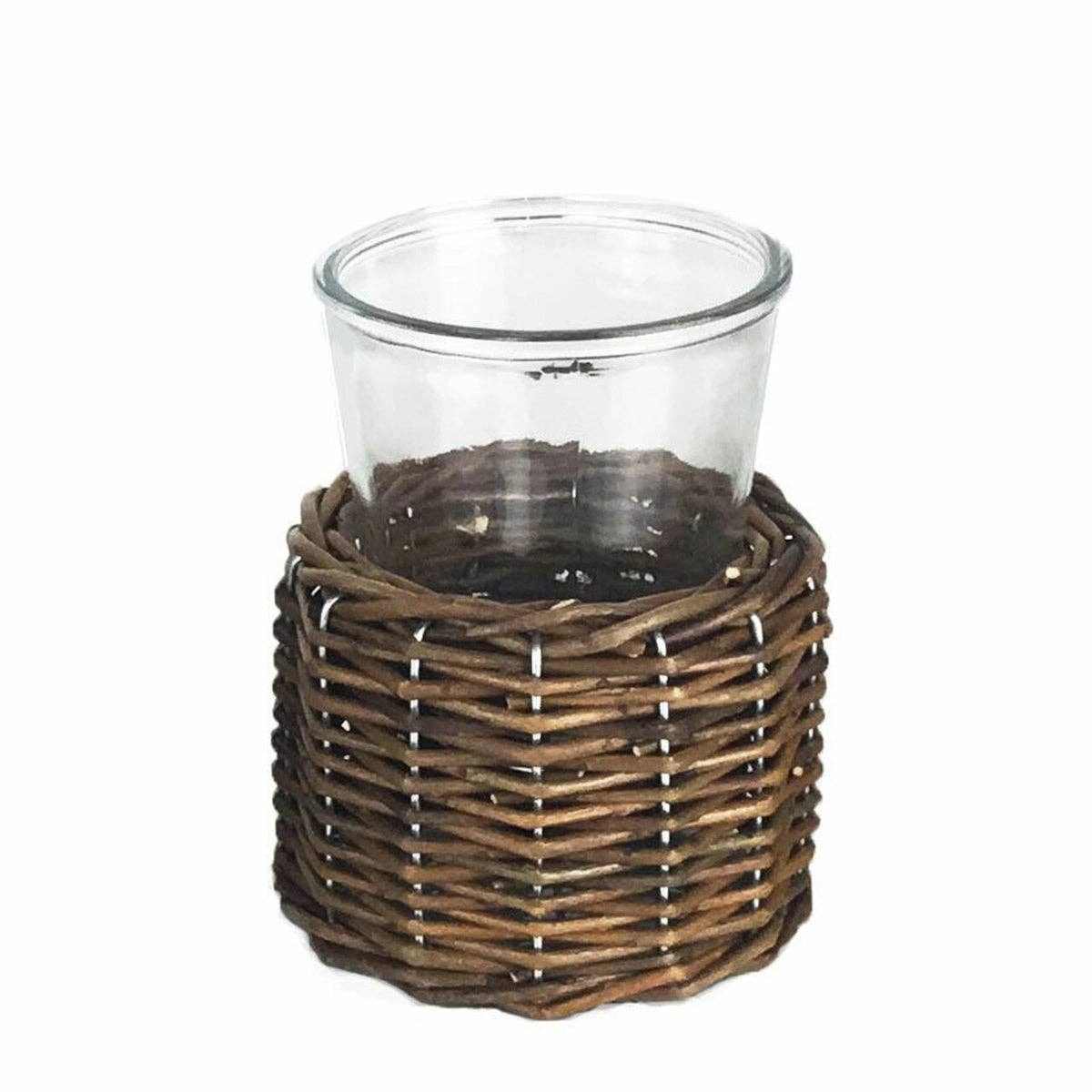 Woven Willow Glass Hurricane Holder
