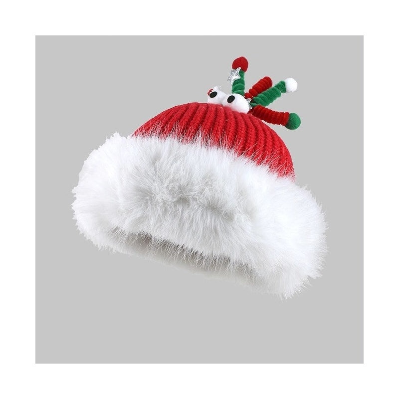 Christmas Hairball Antlers Ear Protection Knitted Hat