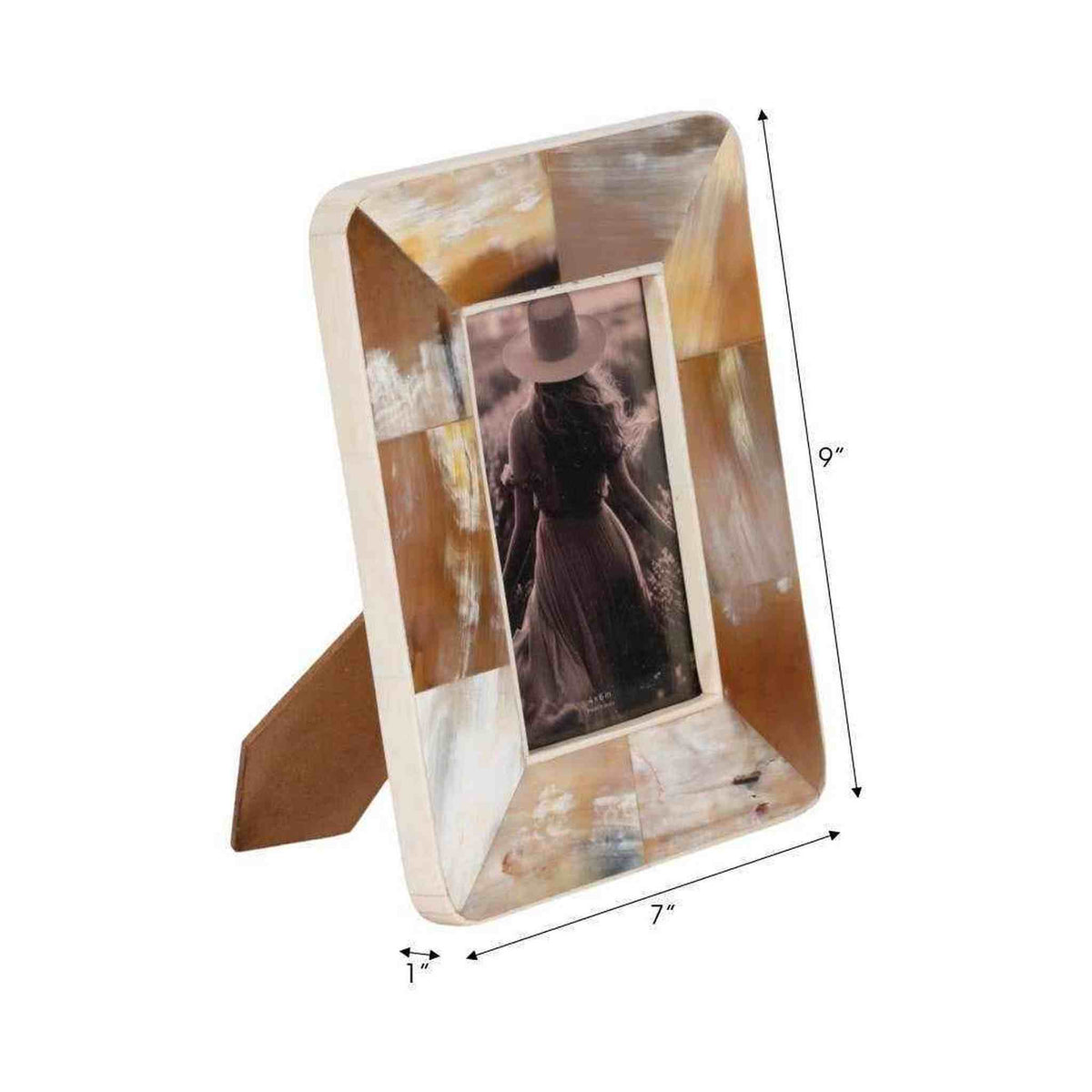 Tan Modern Wooden Curved Edge Horn Photo Frame 4x6 in.