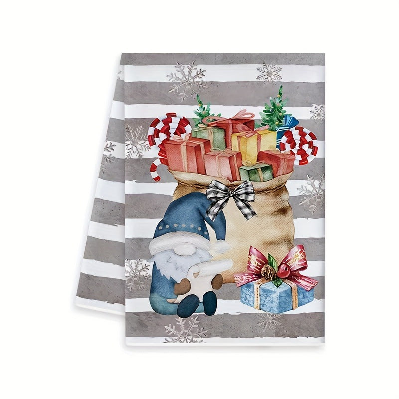 Christmas Print Kitchen Towel, Customizable Design, Absorbent