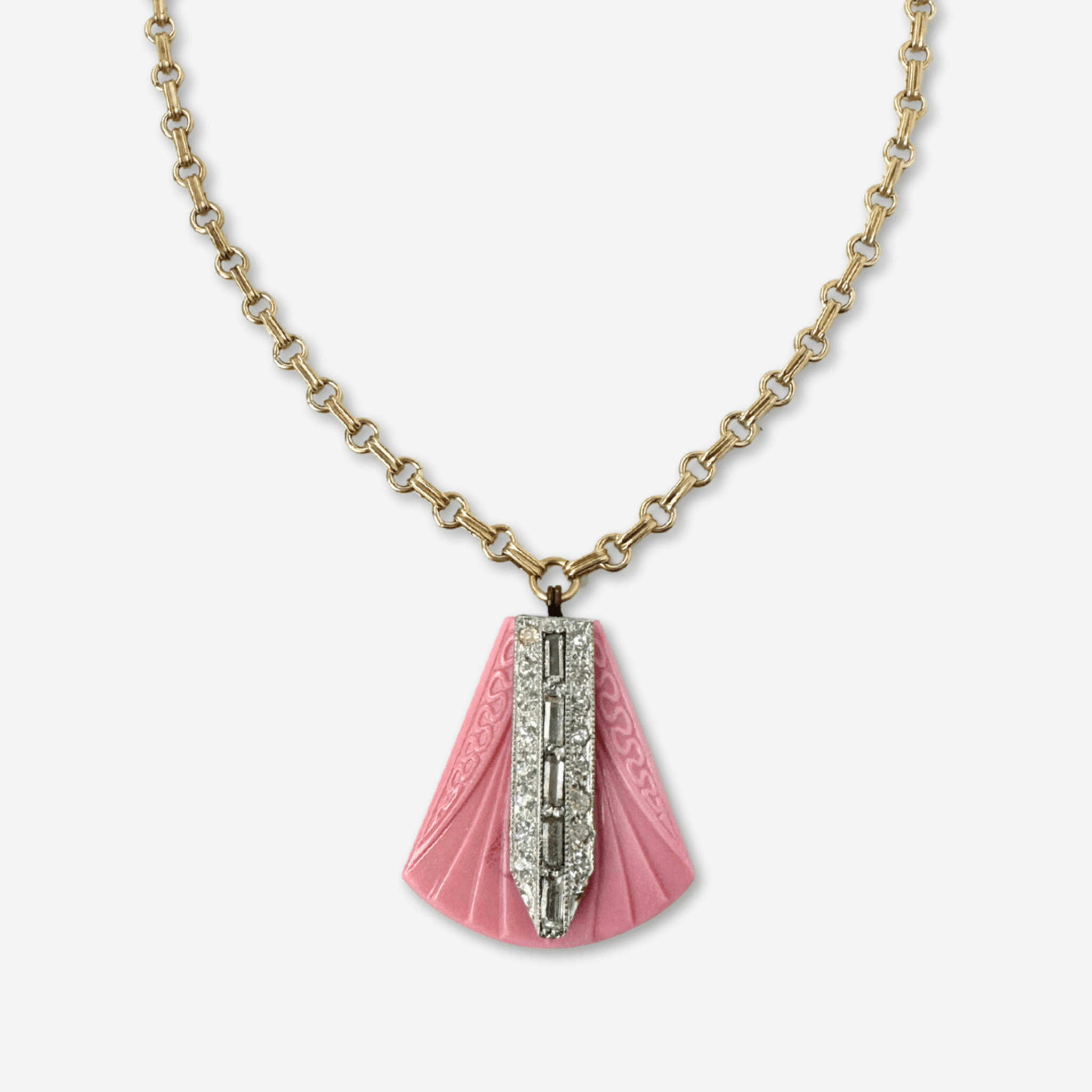 Refashioned Vintage Czech Glass and Rhinestone Pendant Necklace