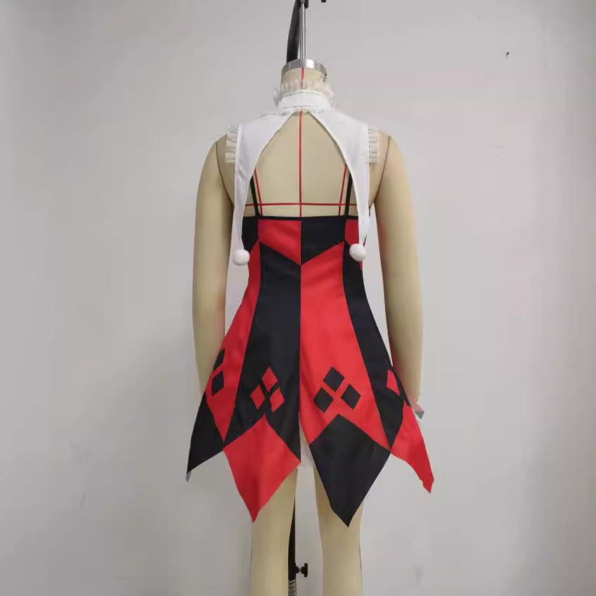 Red White Checkered Clown Costume For Women Halloween Circus Cosplay