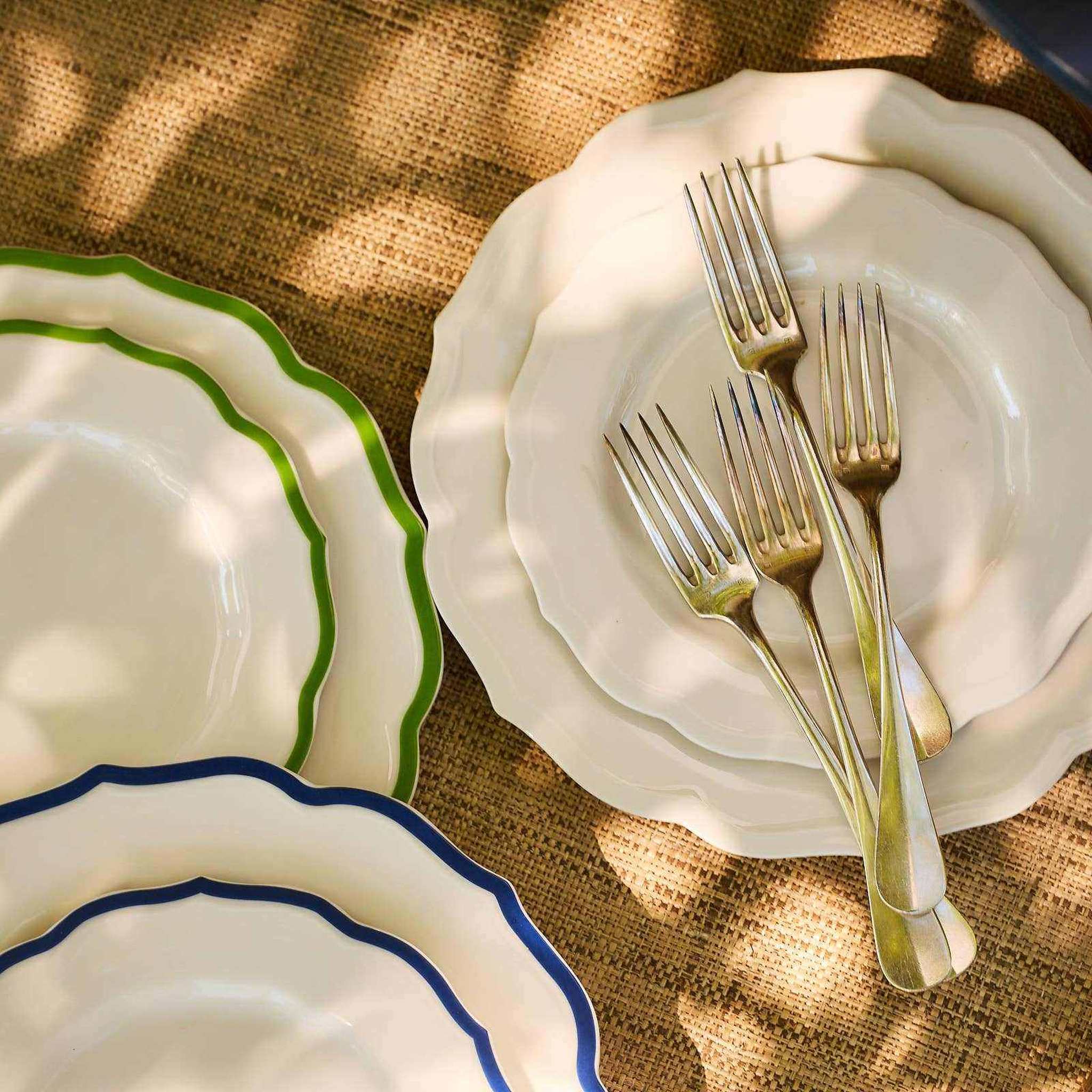 Green Trim Scalloped Verde Salad Plate 8¡±