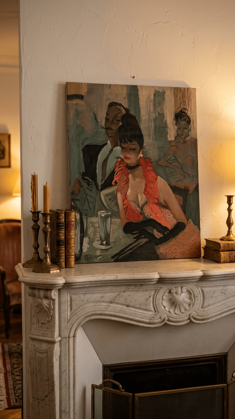 Vintage Oil on Canvas in the Style of Jean Gabriel Domergue ¡ª Parisian Cabaret Scene