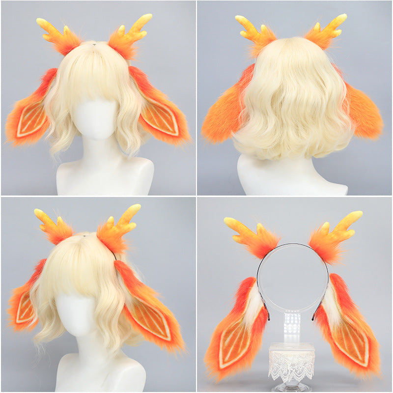 Japanese Orange Stripe Bunny Ears Headband Reindeer Horns