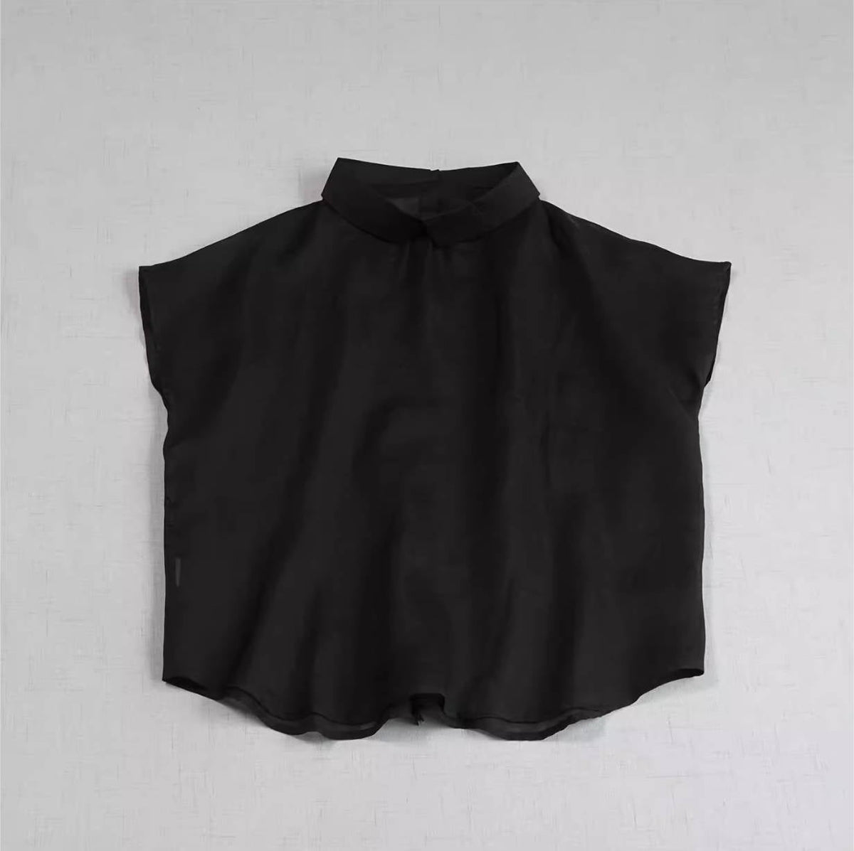 Summer Ramie Thin Shirt Collar Single-Breasted Sleeveless Shirt