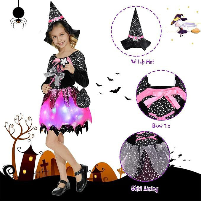 Halloween Witch Costume For Girls With Vampire Dress