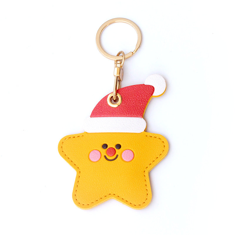 Leather Keychain Airtag Holder Christmas Ornament Bag Charm Gift