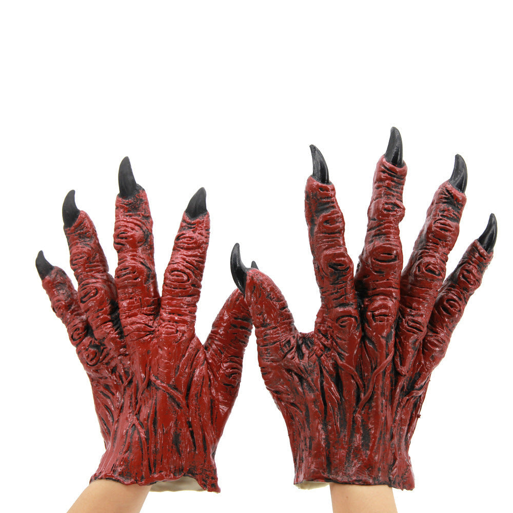 Halloween Red Devil Face Mask Cosplay Gloves Prop
