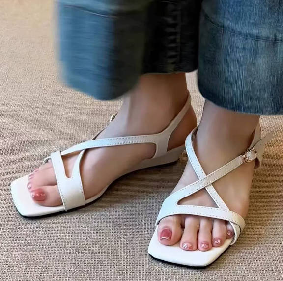 Summer Elegant Open Toe Single Strap Buckle Roman Sandals