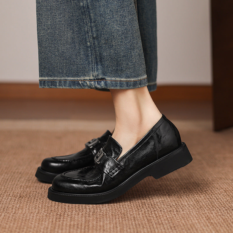 Vintage Sheepskin Leatther Round Toe Comfy Soft Flat Sole Loafers