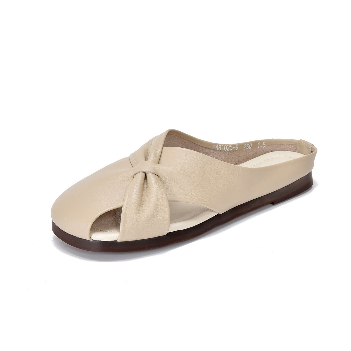 Spring Leather Cut Out Fashionable Breathable Soft Sole Flat Slippers