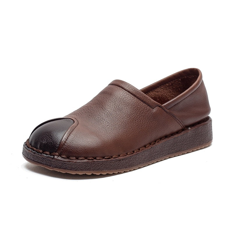 Babakud Leather Patchwork Closed Toe Shallow Flat Shoes